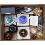 A collection of paperweights including Caithness, Strathearn, Welsh shell art, some boxed (12)