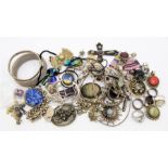 A collection of silver and white metal jewellery to include rings, bracelets, pendants, some