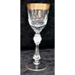 Kvetna 'Jessie Casperia' glassware from Bohemia. 6 liqueur glasses clear glass with gold rim