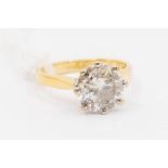 A brilliant cut diamond and 18ct gold ring, comprising a brilliant cut diamond, assessed colour J/K,