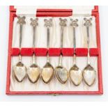 A set of six Shetland Isle silver teaspoons, stamped 'silver' maker mark GMS, with finials in the