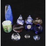 A collection of glass to include: Taj studio beaker together with various Caithness paperweights and