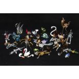 A collection of assorted Murano glass, miniature figures mainly animal figures including Peacocks,
