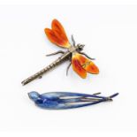 Meyle & Mayer- a blue enamel swallow brooch, circa 1900, German by Meyle & Mayer, length approx.