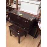 George III oak commode along with small oak coffer with single drawer