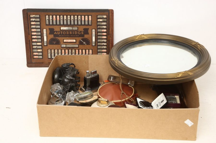 Mixed collectors lot comprising of pock and desk vintage lighters, ashtrays, smoking ephemera,