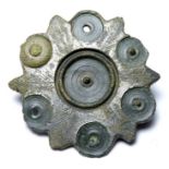 Roman silvered plate brooch. A large, early plate brooch silvered on the front face with a