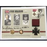‘For Valour’ Victoria Cross Gold Coin Cover.  Comprising of a 1854 Sovereign & a 2004 Guernsey