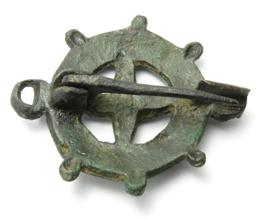 Roman Disc Brooch.  Circa, 2nd century AD. Copper-alloy, 44mm, 14.0g. An open-work brooch - Image 4 of 5