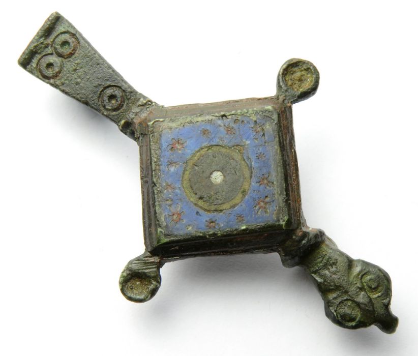 Roman composite plate brooch with a lozenge-shaped body, zoomorphic head and fantail foot - Image 2 of 4