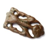 Viking Strap End.  Circa, 9th-10th century AD. Copper-alloy, 48mm x 26mm, 21.0g. An open-work