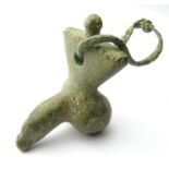 Roman bronze phallic pendant. 1st - 4th century AD. A cast bronze pendant in the form of a three-