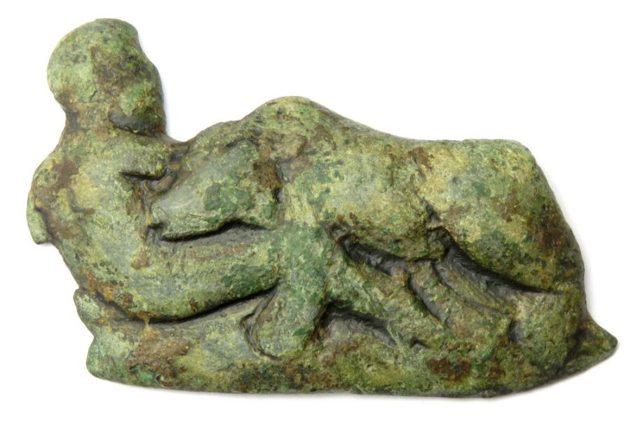 Roman Bronze Mount Fragment.  Circa, 1st - 4th century AD. Copper-alloy, 32.68 g, 59.49 mm. A - Image 3 of 3