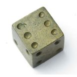 Roman Bronze Die   Circa 1st-4th century AD. Copper-alloy, 14.00 g, 12.53 mm. A very nice example of