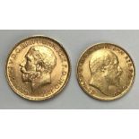 One 1914 Full Sovereign and a 1910 Half Sovereign.