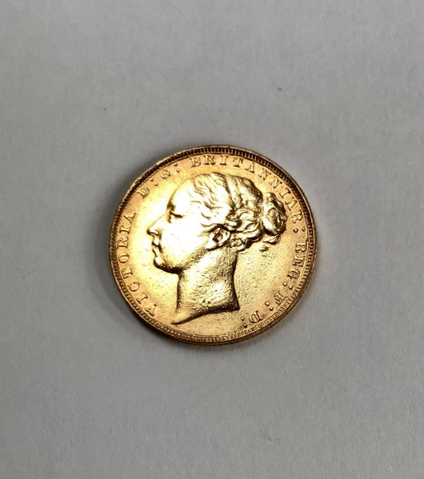 Victoria 1880 Young Head Sovereign, Horse with short tail but with no BP.