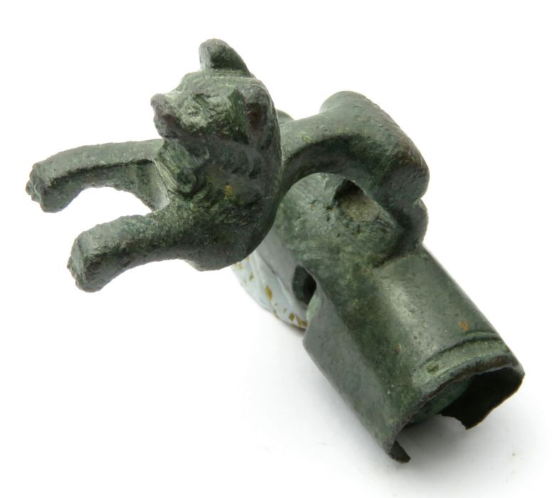 Roman Lion Bow Brooch    Circa, 1st century AD. Copper-alloy, 18.80 g, 30 mm x 29 mm. A well - Image 2 of 4