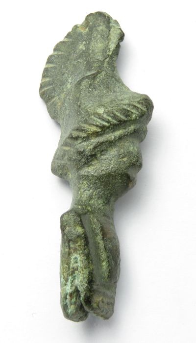 Roman Minerva Handle.   Circa, 2nd-4th century AD. Copper-alloy, 12.0 g, 37mm x 15mm. A bronze - Image 3 of 4