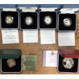 Royal Mint Silver Proof Coins in Original Case with Certificate, includes 2004, 2005, 2006 &  2007