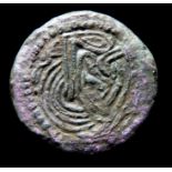 Anglo-Saxon Pressblech `Die'.  Circa 6th-7th century AD. Copper-alloy, 9.43 g, 19.42 mm. A cast