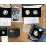 Royal Mint Silver Proof Coins & Silver Crowns in Original Presentation Cases & Certificates.