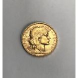 French Gold 1904 20 Franc.