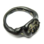 Roman Glass Finger Ring   Circa 2nd -3rd century AD. Glass, 2.15 g, 23.22 mm. Ring size, UK. K.