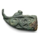 Celtic Knife Handle. Bronze, 25.27 grams. 46.55 mm. A rare piece of Iron Age metalwork. The piece is