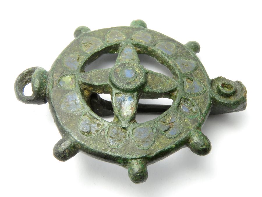 Roman Disc Brooch.  Circa, 2nd century AD. Copper-alloy, 44mm, 14.0g. An open-work brooch - Image 2 of 5