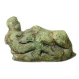 Roman Bronze Mount Fragment.  Circa, 1st - 4th century AD. Copper-alloy, 32.68 g, 59.49 mm. A