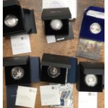 Royal Mint Silver Proof Coins in Original Cases with Certificates. Includes Sapphire Jubilee £5,