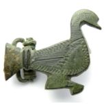 Roman Zoomorphic Brooch  Crica, 2nd century AD. Copper-alloy, 30mm x 28mm, 9.9g. A plate brooch in