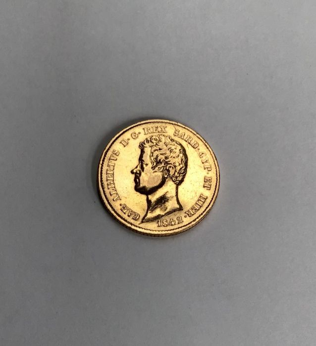 Italian States, Kingdom of Sardinia Gold 20 Lira  1842.