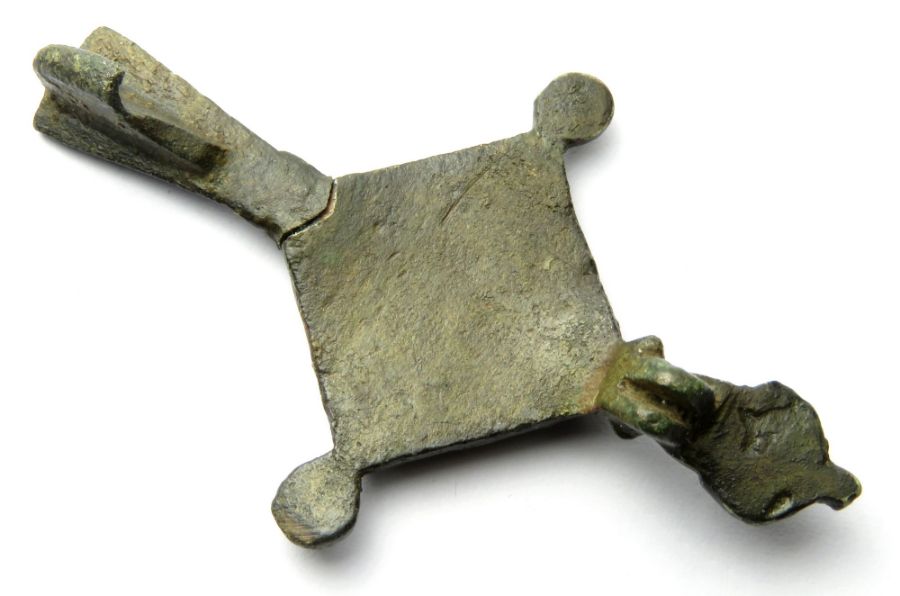 Roman composite plate brooch with a lozenge-shaped body, zoomorphic head and fantail foot - Image 3 of 4