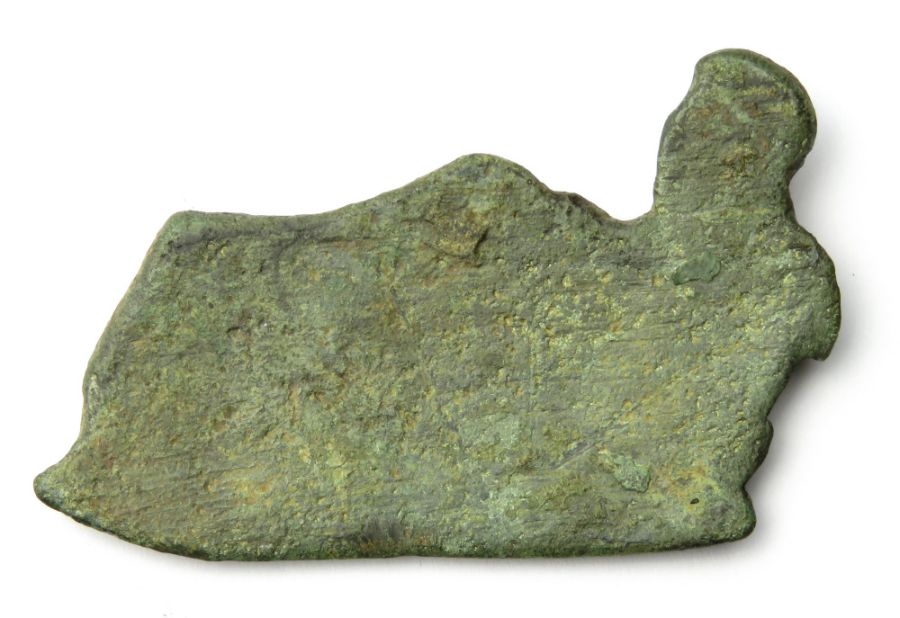 Roman Bronze Mount Fragment.  Circa, 1st - 4th century AD. Copper-alloy, 32.68 g, 59.49 mm. A - Image 2 of 3