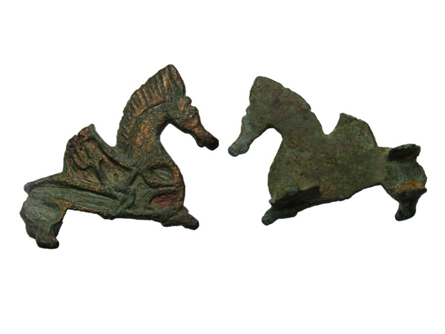 Roman Horse & Rider Brooch. Circa 2nd century AD. Copper-alloy, 4.06g. 31.69 mm. A Roman