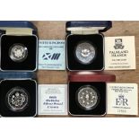 Royal Mint Silver Proof Coins in Original Cases with Certificates, includes 90th Birthday of Queen