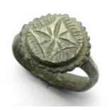 Byzantine Ring  Circa, 5th - 7th century AD. Billon, 5.77 g, 22.35 mm. Ring size, UK P, US 7.5, A