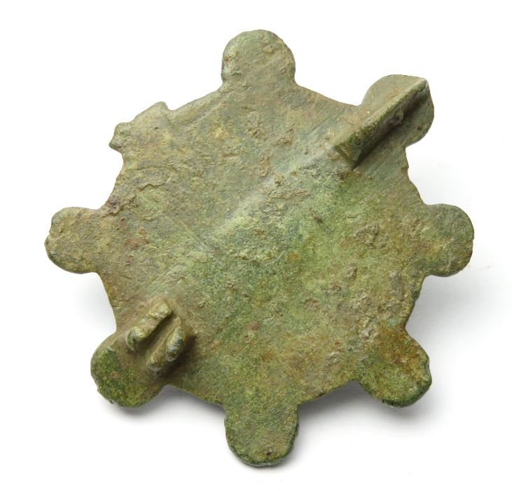 Roman Disc Brooch  Circa, 2nd century AD. Copper-alloy, 40mm, 11.4g. Circular brooch with a raised - Image 3 of 3
