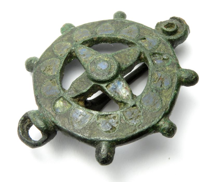 Roman Disc Brooch.  Circa, 2nd century AD. Copper-alloy, 44mm, 14.0g. An open-work brooch - Image 3 of 5