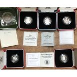 Royal Mint Silver Piedfort Proof Coins in Original Cases with Certificates, includes 1972 Silver