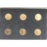 Set of 6 Young head Victorian Sovereigns, Three Shield backs 1855, 1884M, 1884S & Three St. George