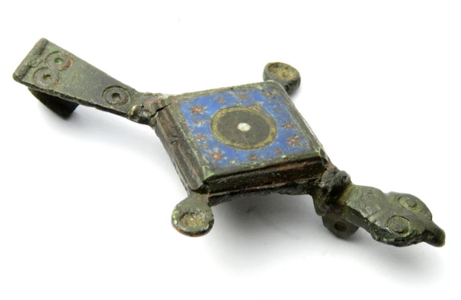 Roman composite plate brooch with a lozenge-shaped body, zoomorphic head and fantail foot - Image 4 of 4