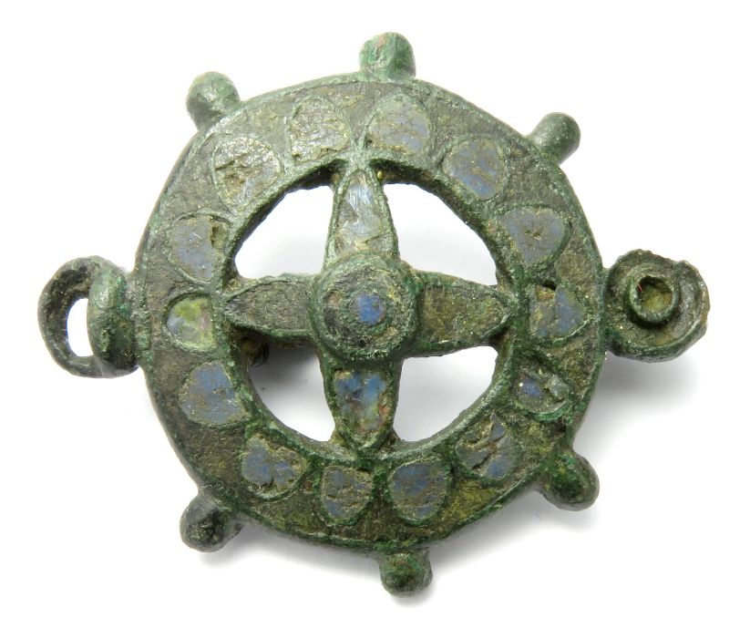 Roman Disc Brooch.  Circa, 2nd century AD. Copper-alloy, 44mm, 14.0g. An open-work brooch