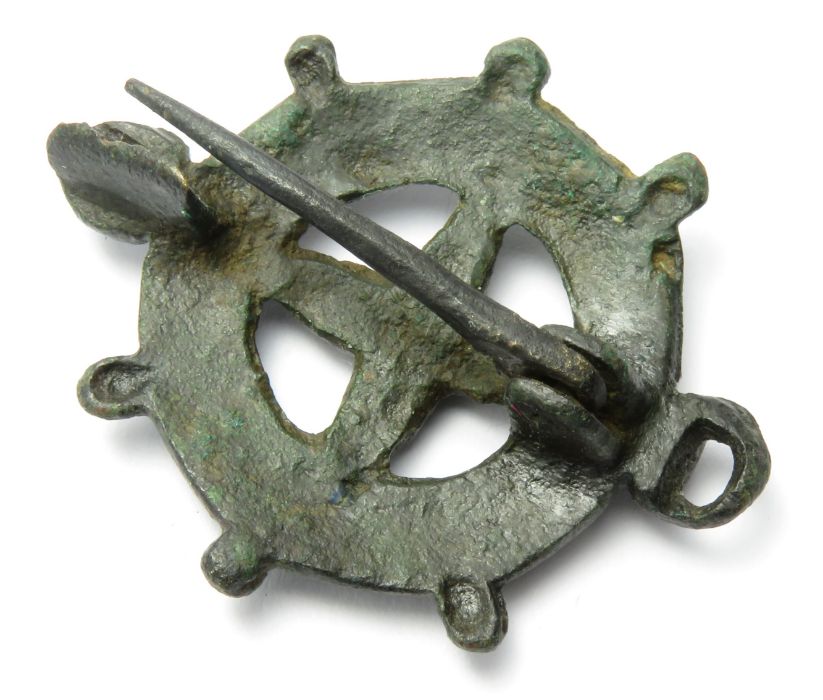 Roman Disc Brooch.  Circa, 2nd century AD. Copper-alloy, 44mm, 14.0g. An open-work brooch - Image 5 of 5