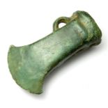 Late Bronze Age Socketed Axe.   Circa, 1000 B.C. Copper-alloy, 99.89 mm. A square-mouthed socketed