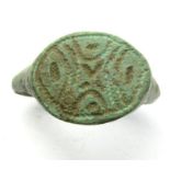 Byzantine Ring  Circa 7th century AD. Copper-alloy, 6.24 g, 23.01 mm. Ring size, UK O, US 7.5.