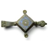 Roman composite plate brooch with a lozenge-shaped body, zoomorphic head and fantail foot