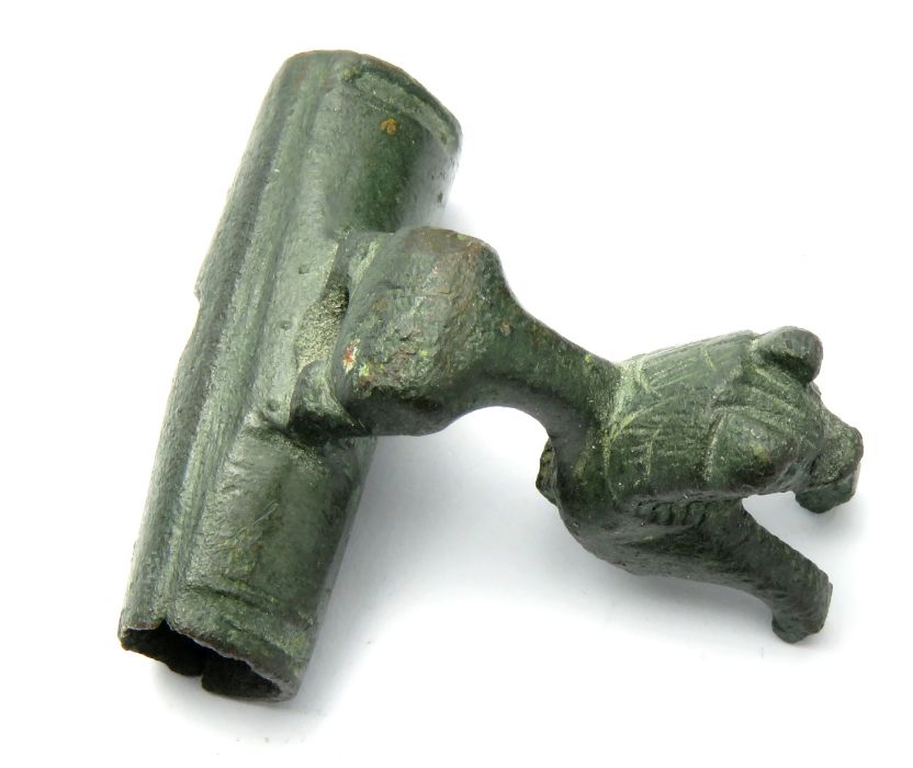 Roman Lion Bow Brooch    Circa, 1st century AD. Copper-alloy, 18.80 g, 30 mm x 29 mm. A well - Image 4 of 4