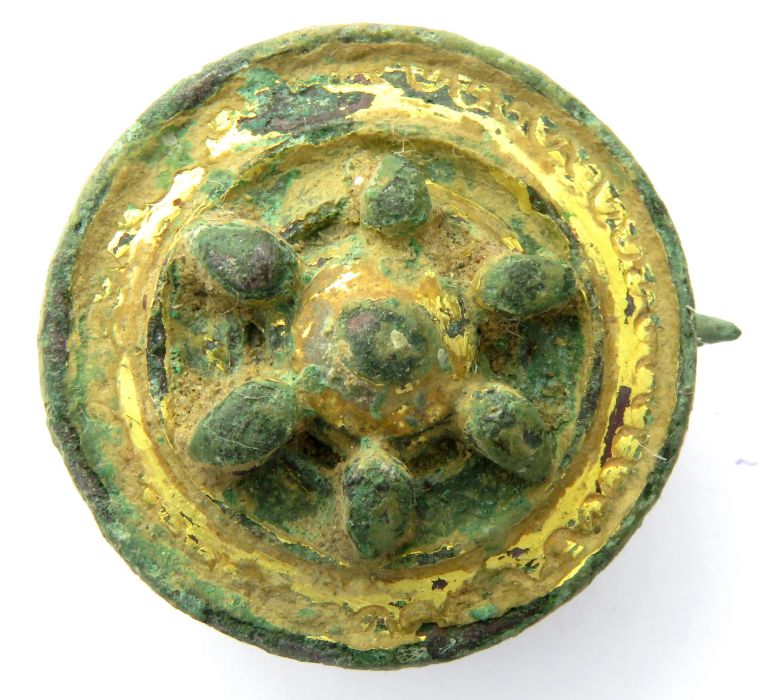 Roman Brooch.  Circa 2nd-3rd century AD. Copper-alloy, 11.30 g, 23.85 mm. A wheel type plate